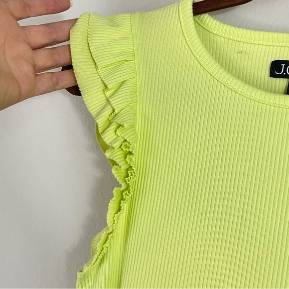 J.Crew Lime Green Vintage Rib Ruffle Crewneck Tank Top Size Medium - Picture 3 of 5